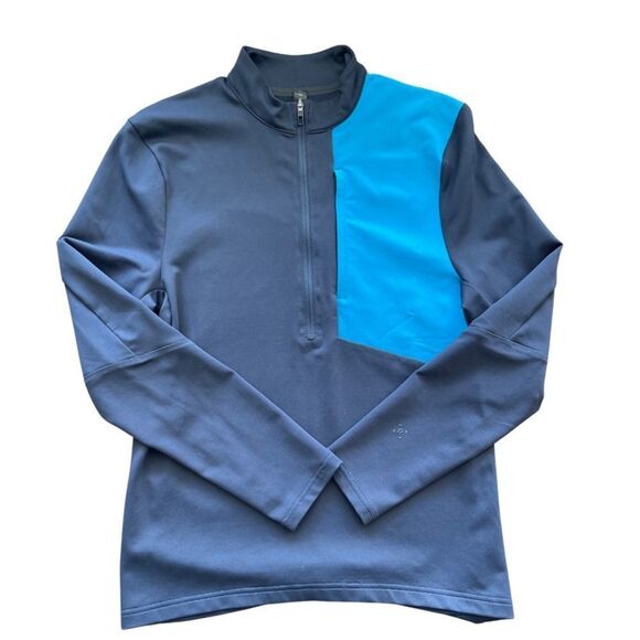 Men’s Lululemon Colorblock Blue Lightweight 1/2 zip jacket XS zippered pocket